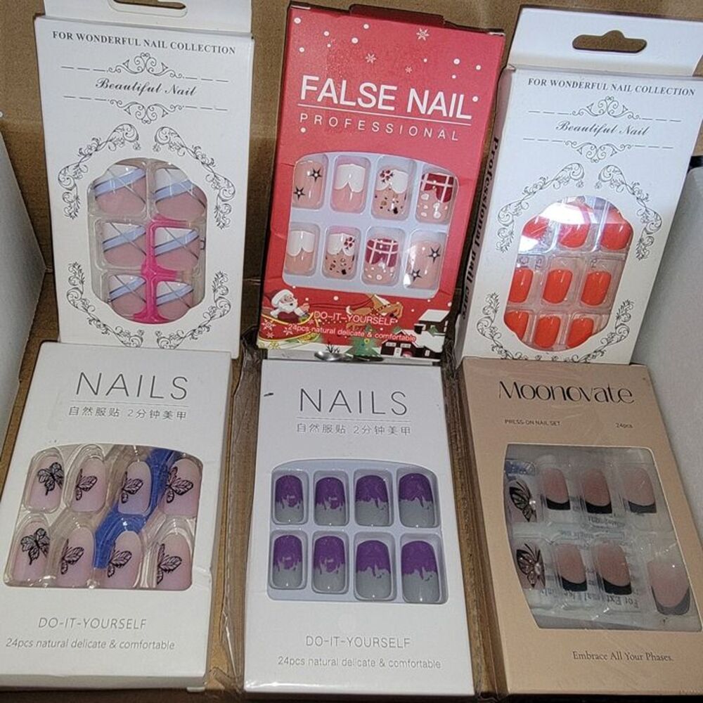 6 Packages of False Fake Nails New in Boxes